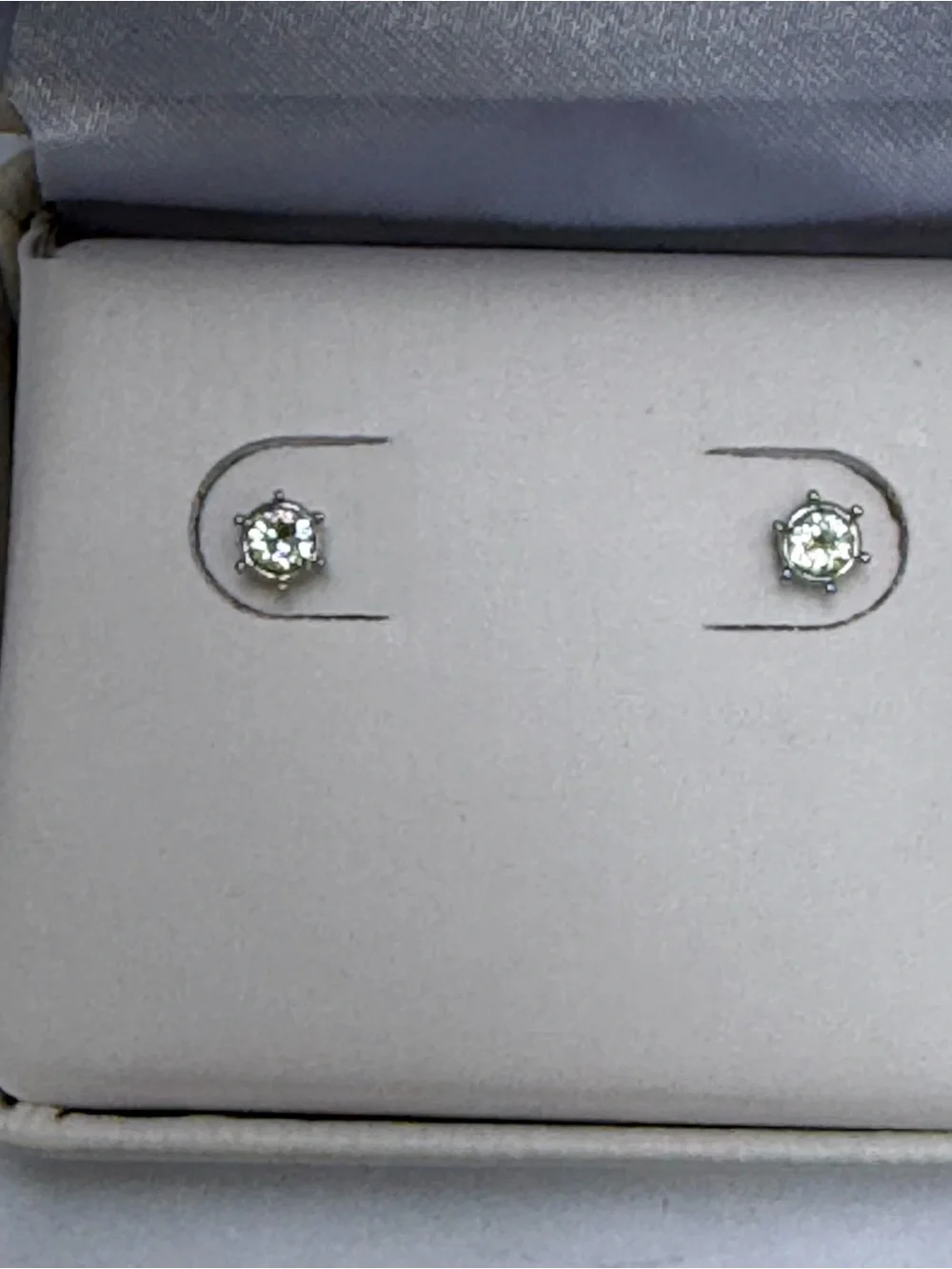 Swarovski Clear Crystal Solitaire Stud Earrings - Silver Tone